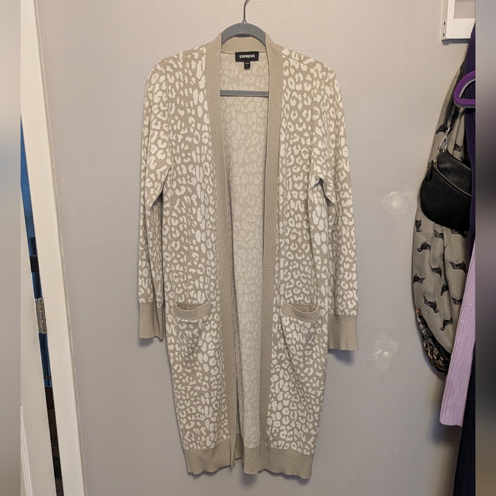 Express Animal Print Soft Longline Duster Cardigan
